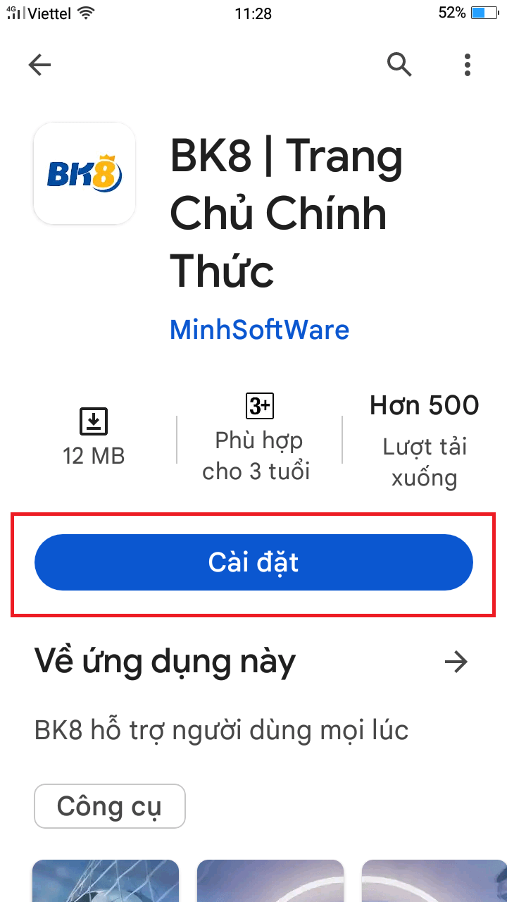 Chọn cài đặt ứng dụng về máy 