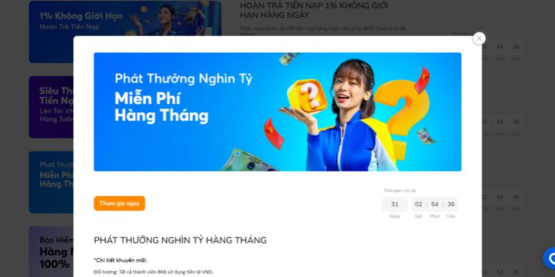 Khuyến mãi Phát thưởng nghìn tỷ hàng tháng ngay