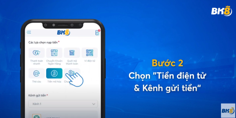 Trên màn hình app chọn lựa danh mục “ Tiền mã hoá”