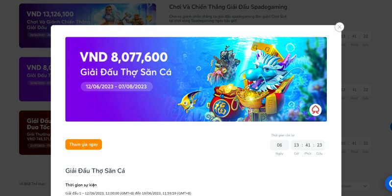 Quyền tham gia ưu đãi Giải đấu thợ săn cá