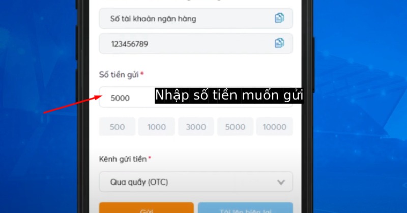 Nhập số tiền muốn gửi