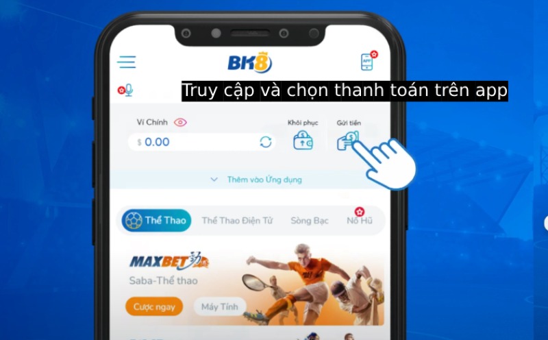 Truy cập và chọn thanh toán trên app