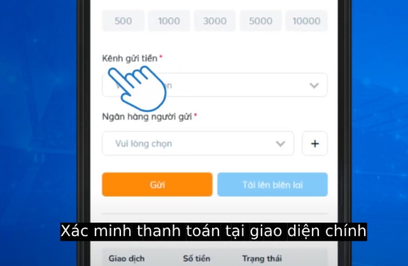 Xác minh thanh toán tại giao diện chính