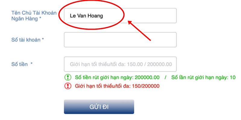 Lấy tài khoản ngân hàng trùng tên cung cấp tại hồ sơ đăng ký, không qua STK thứ 3